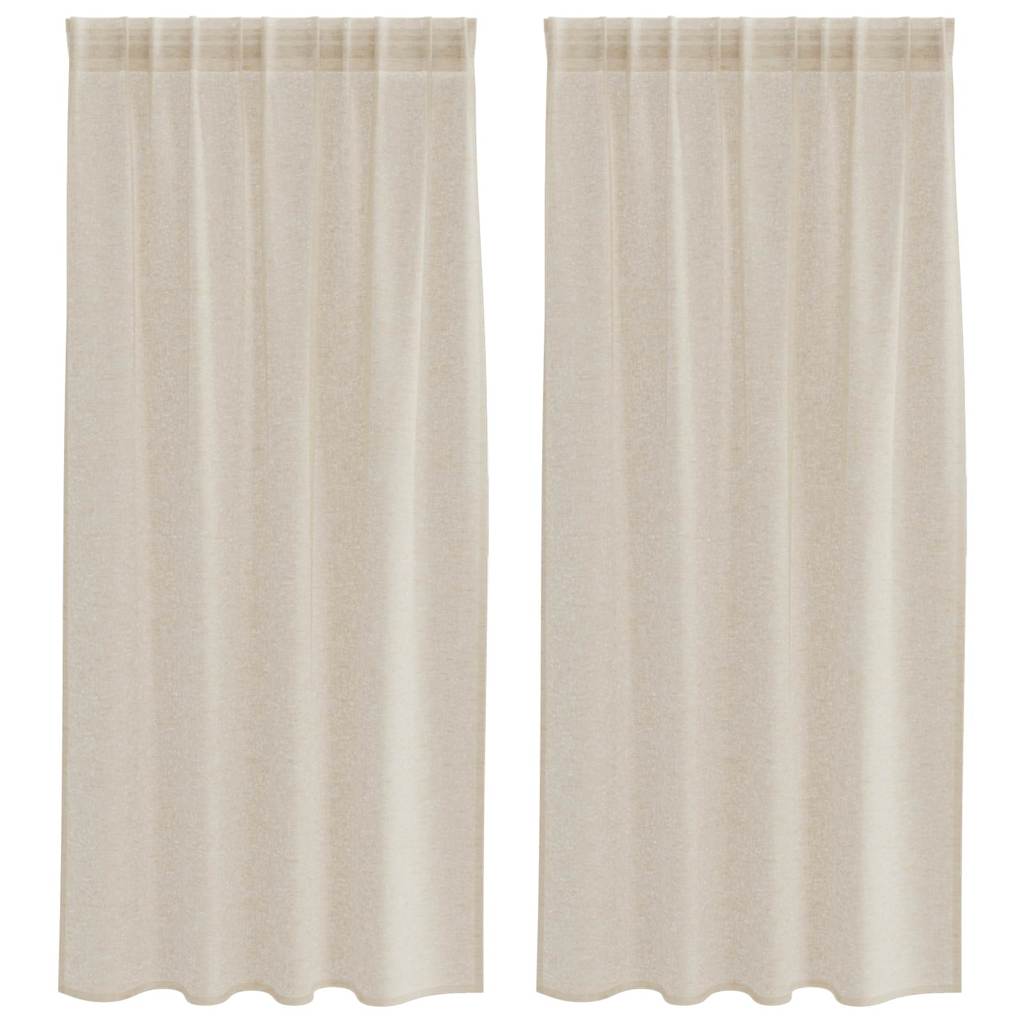 Vidaxl Voile-Vorhang mit Vorhängen 2 Stück Sand 175 x 140 cm Polyester