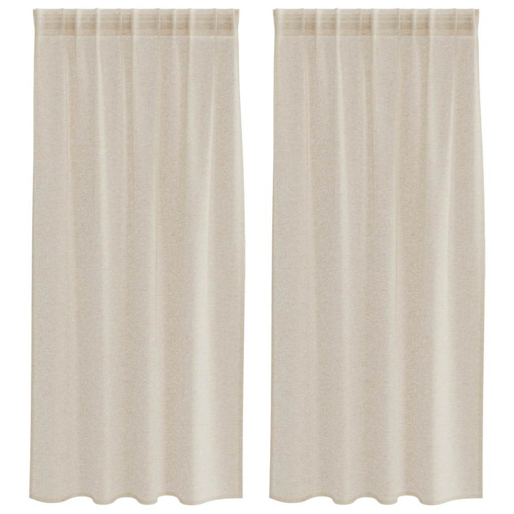 Vidaxl Voile-Vorhang mit Vorhängen 2 Stück Sand 175 x 140 cm Polyester