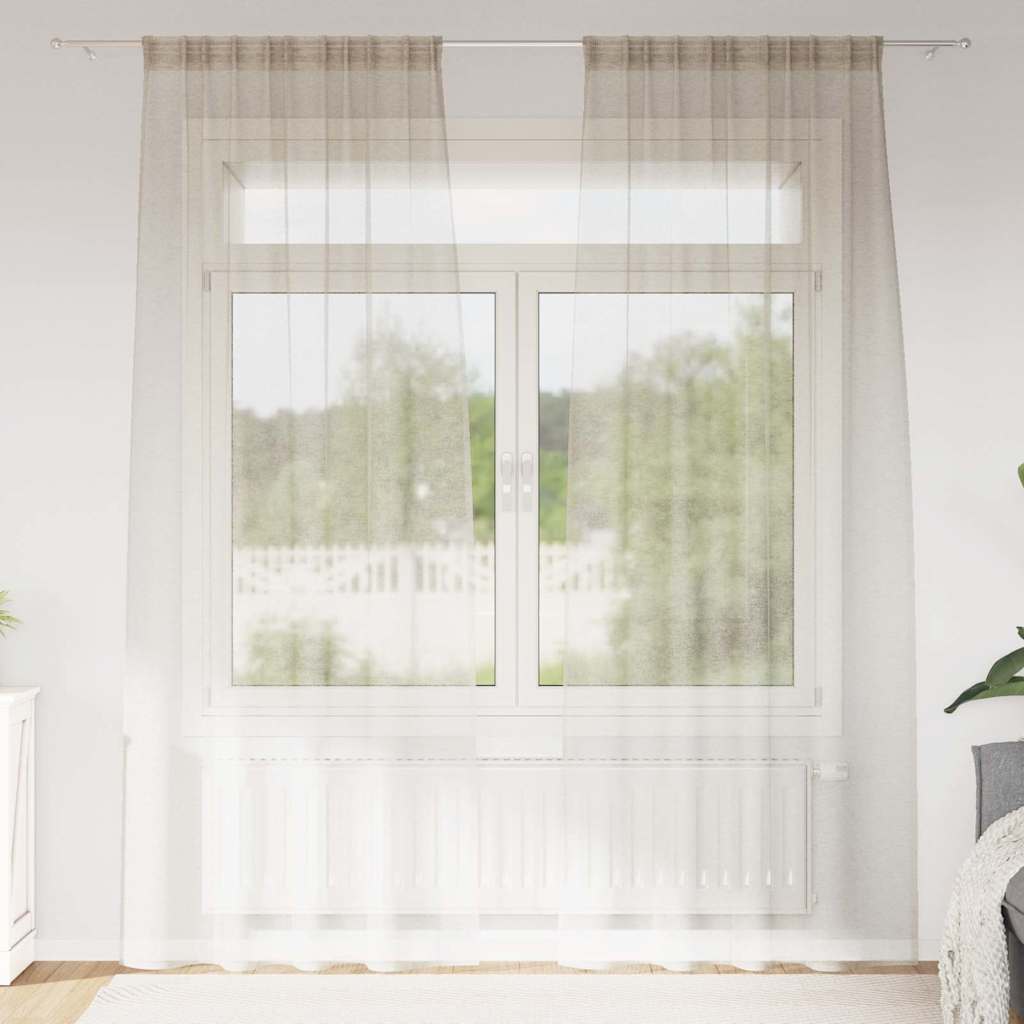 Vidaxl Voile-Vorhang mit Vorhängen 2 Stück Sand 225 x 140 cm Polyester