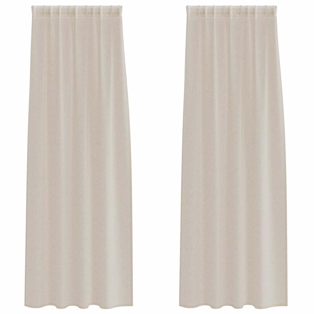 Vidaxl Voile-Vorhang mit Vorhängen 2 Stück Sand 260 x 140 cm Polyester