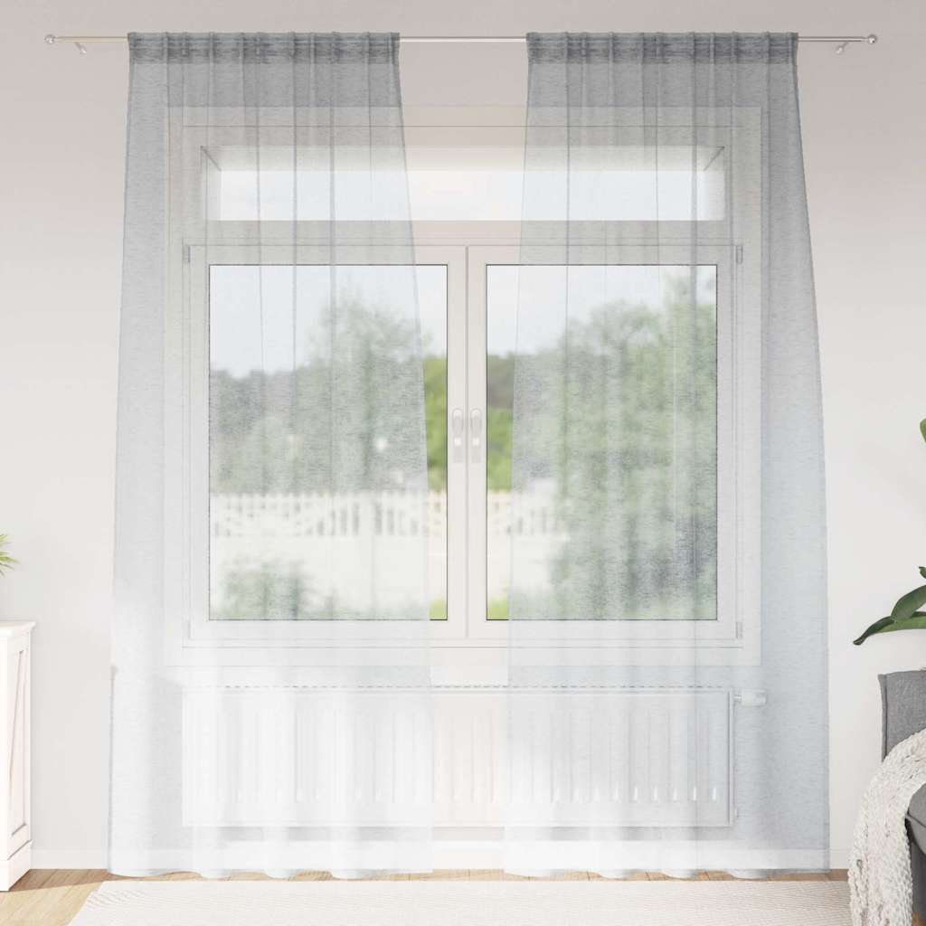 Vidaxx Voile-Vorhang 2 Stück dunkelgrau 245 x 140 cm Polyester