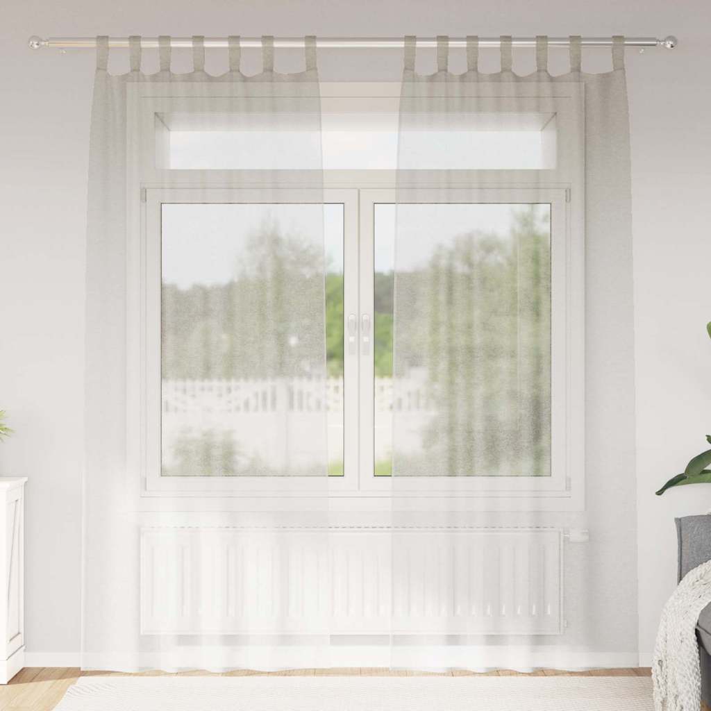 Vidaxl Voile-Vorhang mit Vorhängen, 2 Stück, Creme, 245 x 140 cm, Polyester