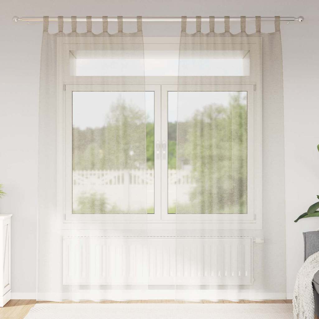 Vidaxl Voile-Vorhang mit Vorhängen 2 Stück Sand 225 x 140 cm Polyester