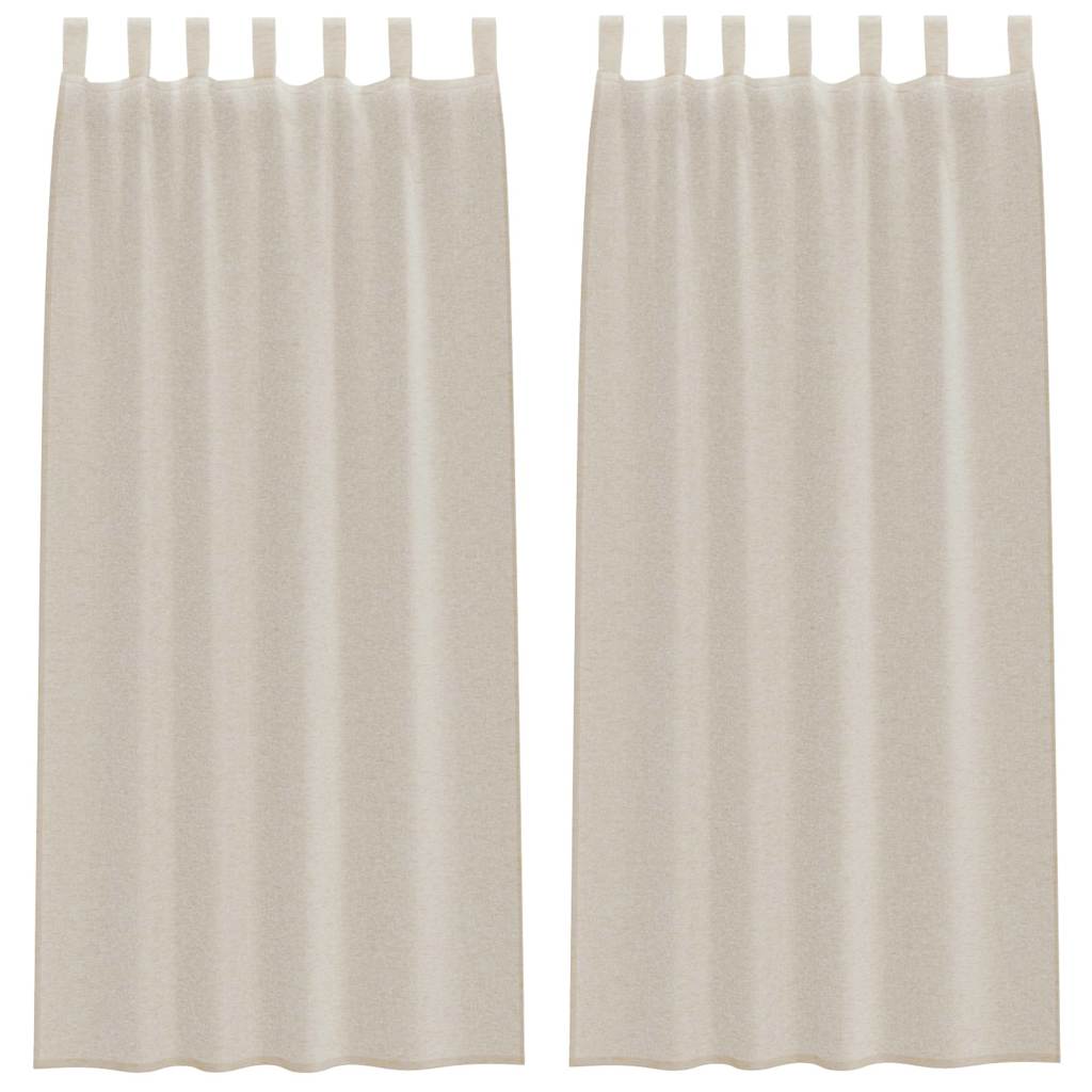 Vidaxl Voile-Vorhang mit Vorhängen 2 Stück Sand 245 x 140 cm Polyester