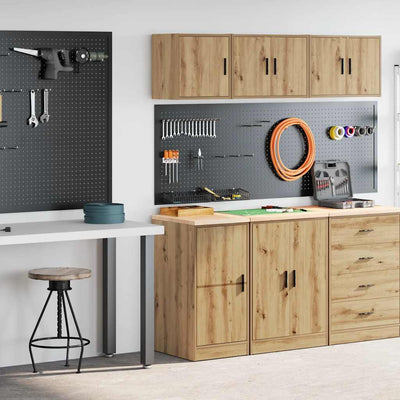 VidaXL Garagenschränke 2 Stück verarbeitetes Holz, handwerkliche Eiche