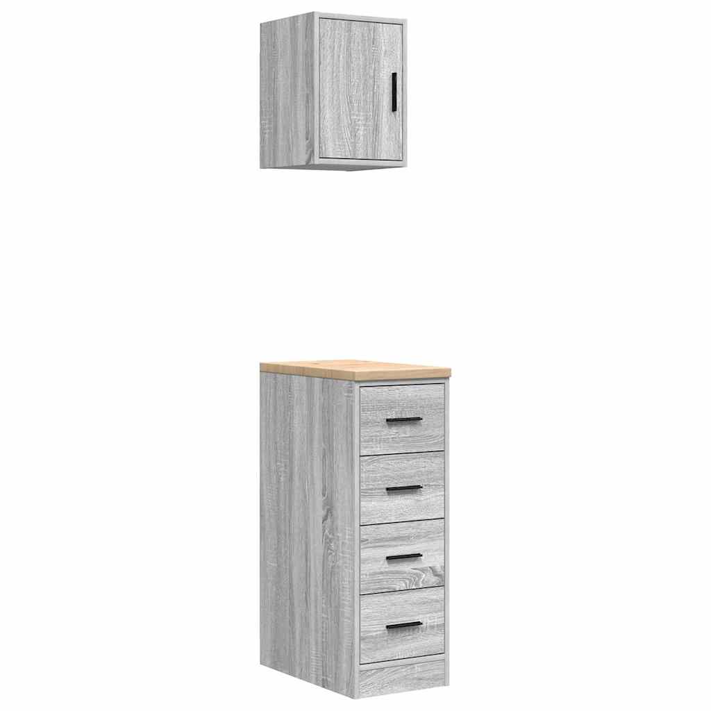 VidaXL Garagenschränke 2 Stk. Holzwerkstoff Sonomagrau