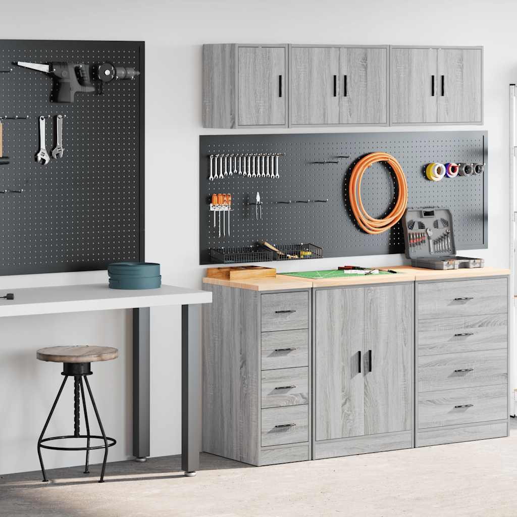 VidaXL Garagenschränke 2 Stk. Holzwerkstoff Sonomagrau