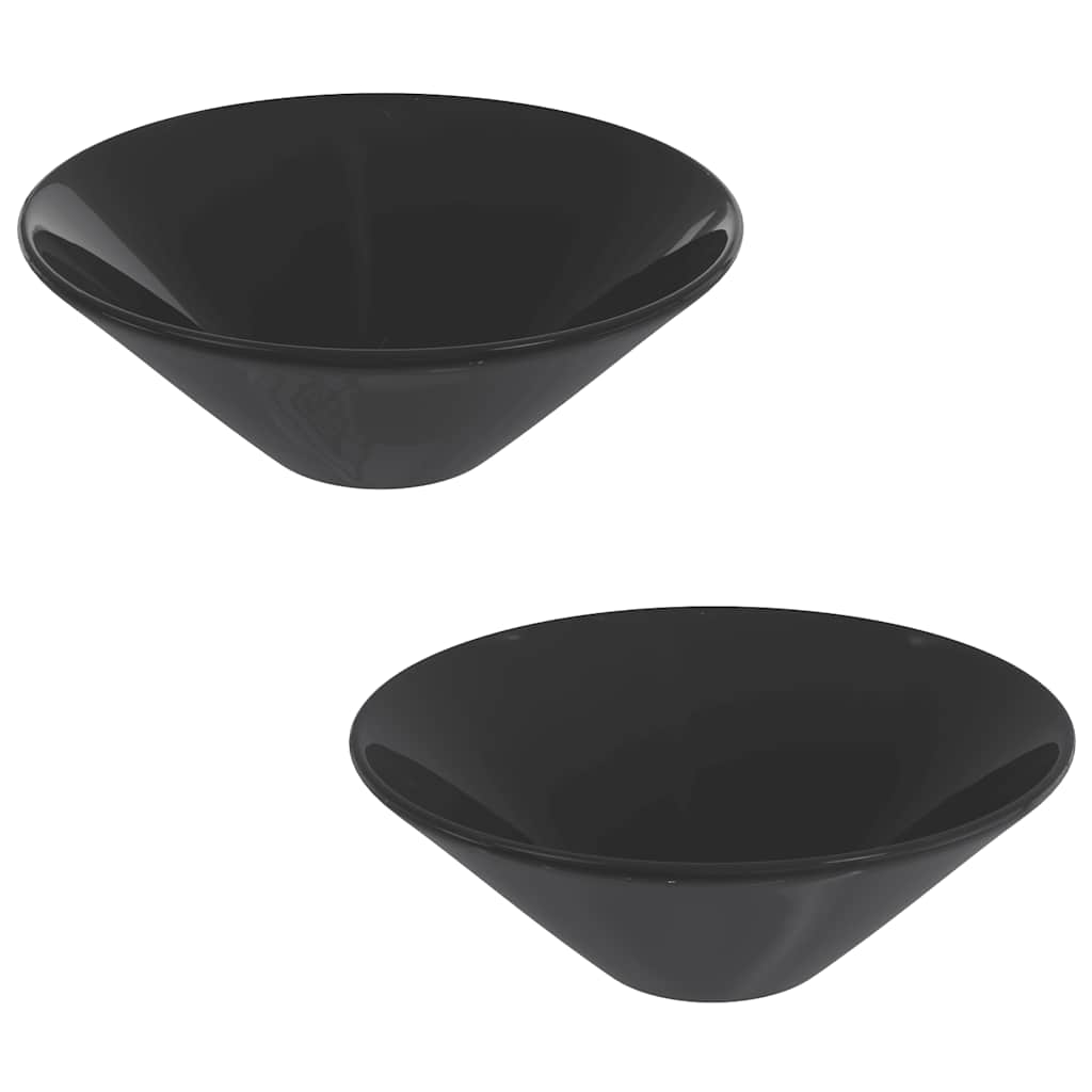 Vidaxx Waschbecken 2 Stück ø42x14 cm Keramik glänzend schwarz