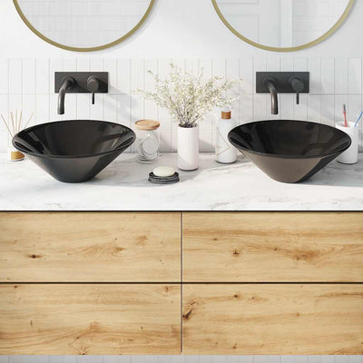 Vidaxx Waschbecken 2 Stück ø42x14 cm Keramik glänzend schwarz