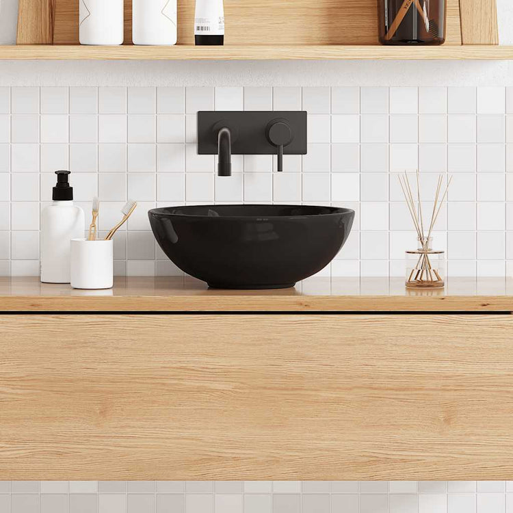 Vidaxx Waschbecken ø28x10 cm Keramik glänzend schwarz