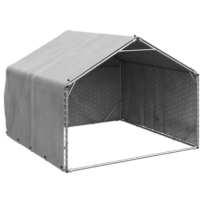 Vidaxxl Outdoor-Hundehütte mit Abdeckung 2x2x1,5 m aus verzinktem Stahl