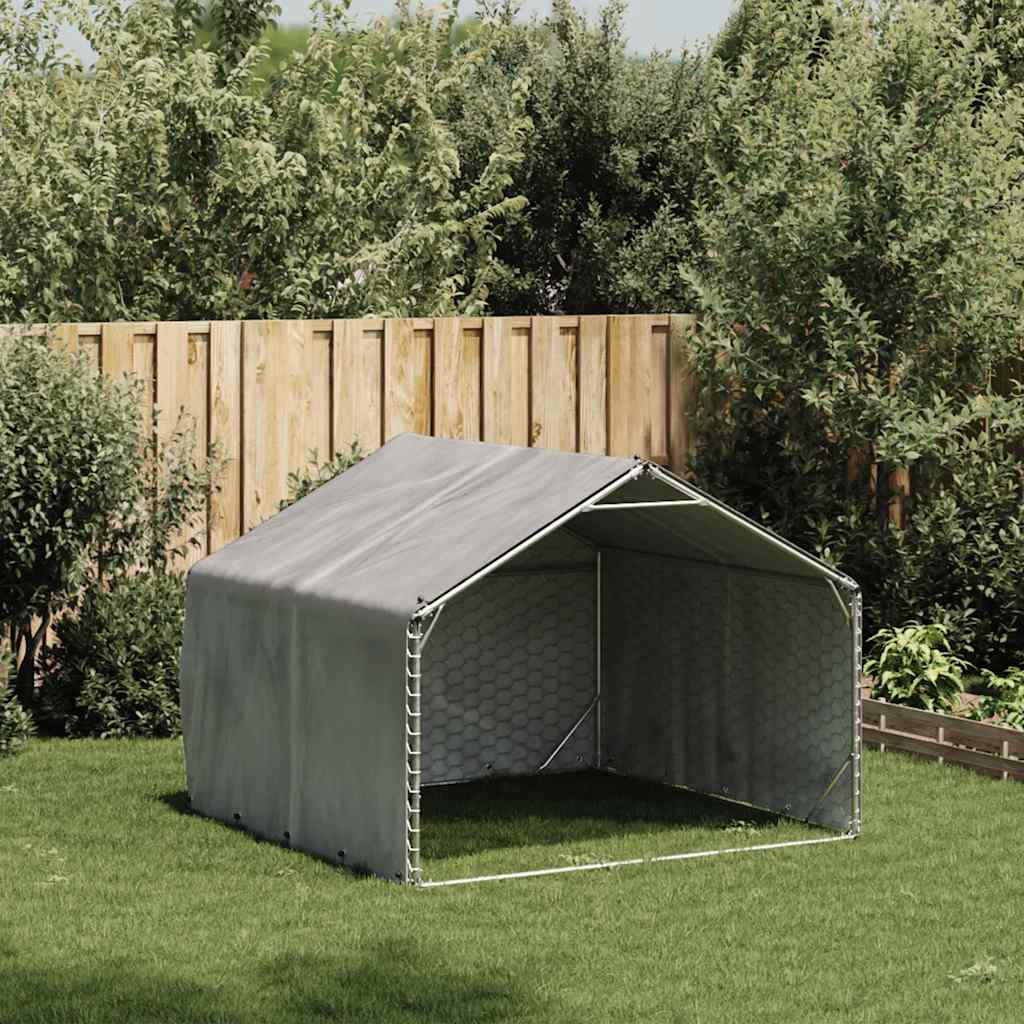 Vidaxxl Outdoor-Hundehütte mit Abdeckung 2x2x1,5 m aus verzinktem Stahl