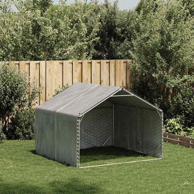 Vidaxxl Outdoor-Hundehütte mit Abdeckung 2x2x1,5 m aus verzinktem Stahl