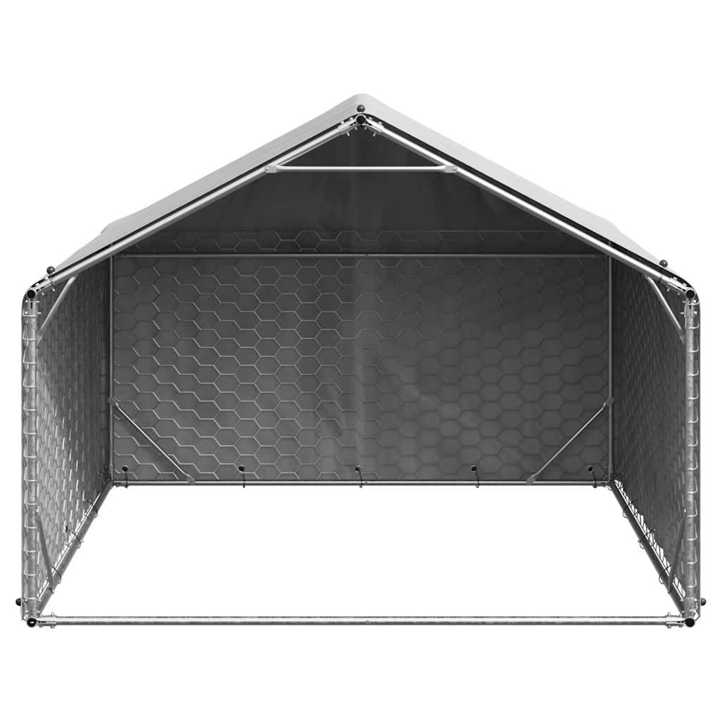 Vidaxxl Outdoor-Hundehütte mit Abdeckung 2x2x1,5 m aus verzinktem Stahl