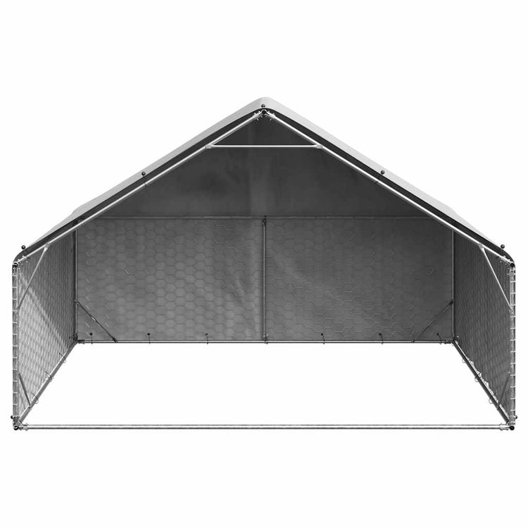 Vidaxxl Outdoor-Hundehütte mit Abdeckung 3x2x1,9 m aus verzinktem Stahl