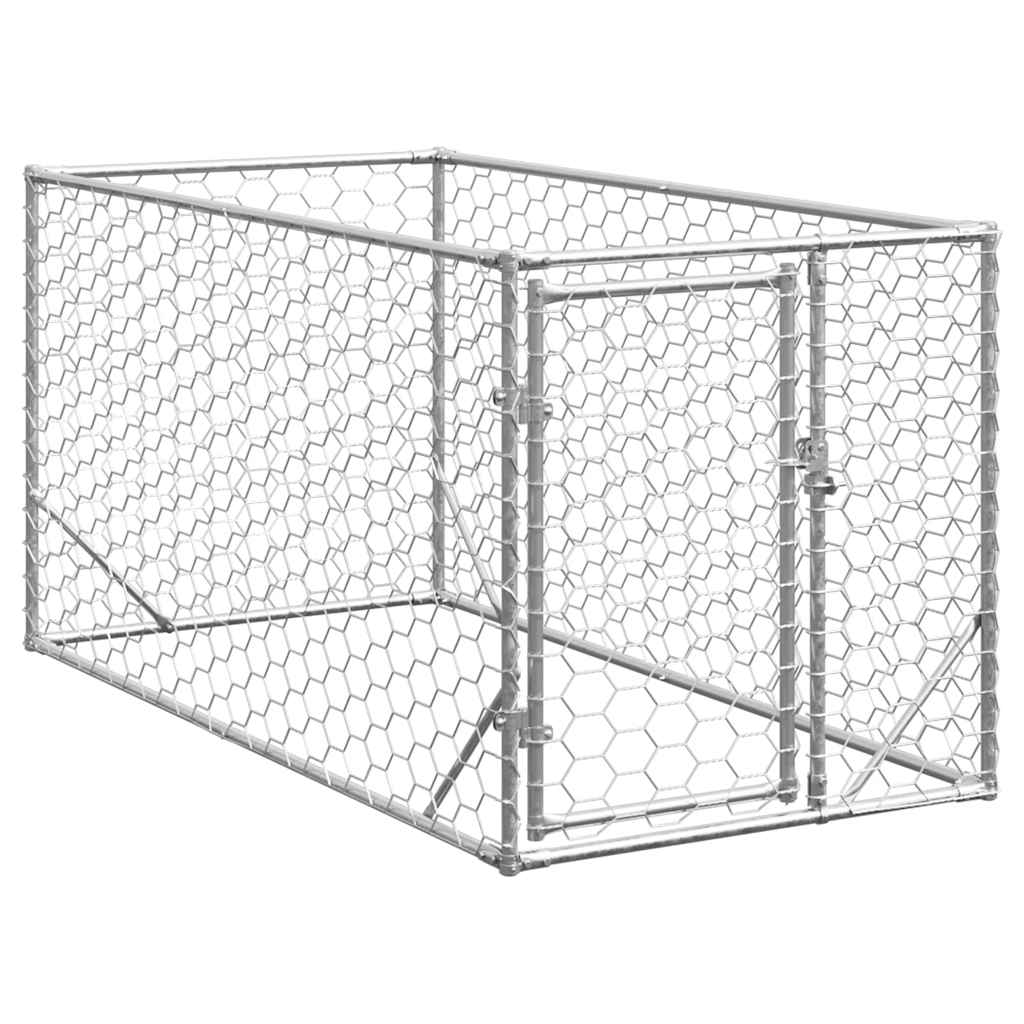 Vidaxxl Outdoor-Hundehütte mit Tür 2x1x1 m aus verzinktem Stahl
