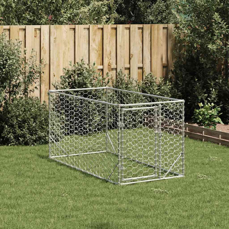 Vidaxxl Outdoor-Hundehütte mit Tür 2x1x1 m aus verzinktem Stahl