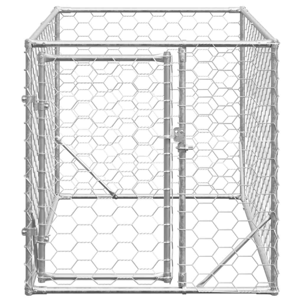 Vidaxxl Outdoor-Hundehütte mit Tür 2x1x1 m aus verzinktem Stahl