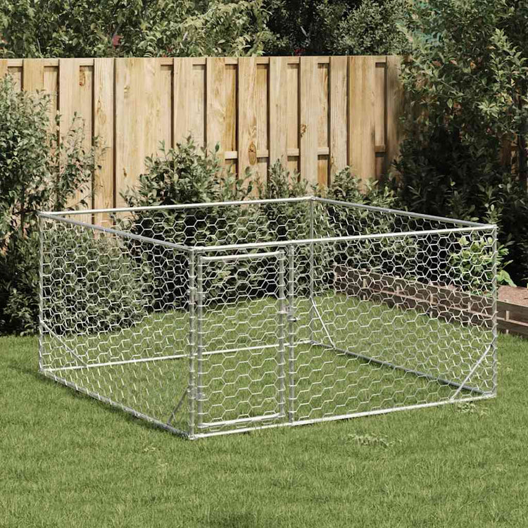 Vidaxxl Outdoor-Hundehütte mit Tür 2x2x1 m aus verzinktem Stahl