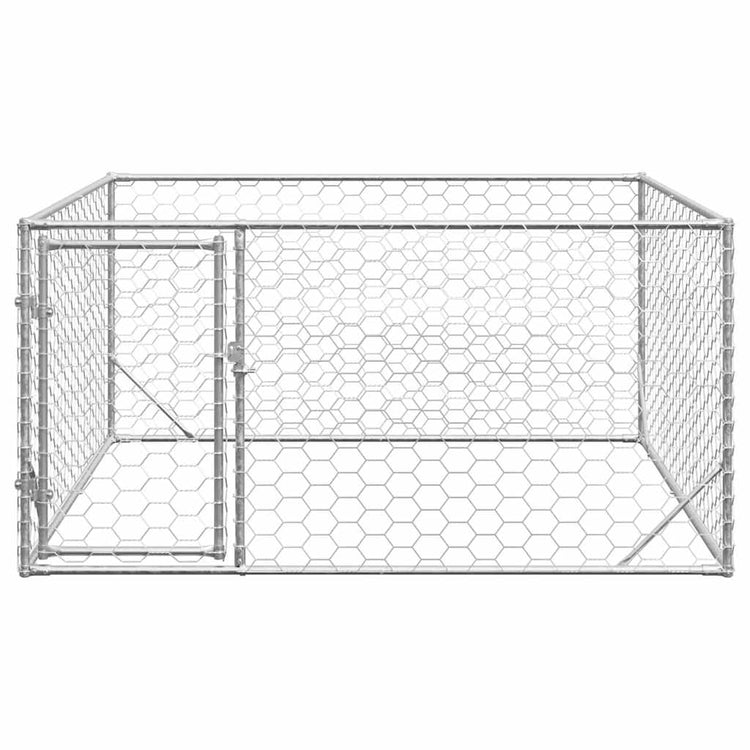 Vidaxxl Outdoor-Hundehütte mit Tür 2x2x1 m aus verzinktem Stahl