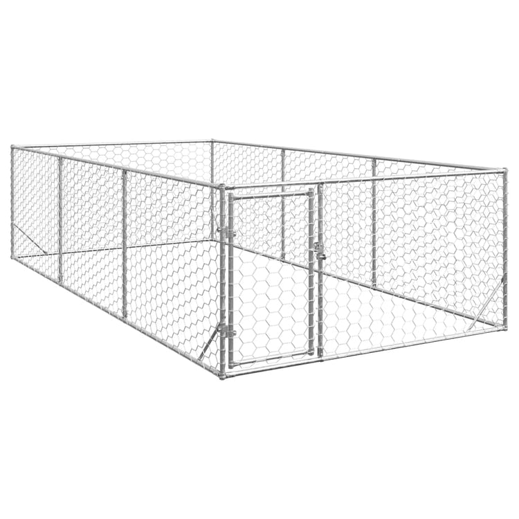 Vidaxxl Outdoor-Hundehütte mit Tür 2x4x1 m aus verzinktem Stahl