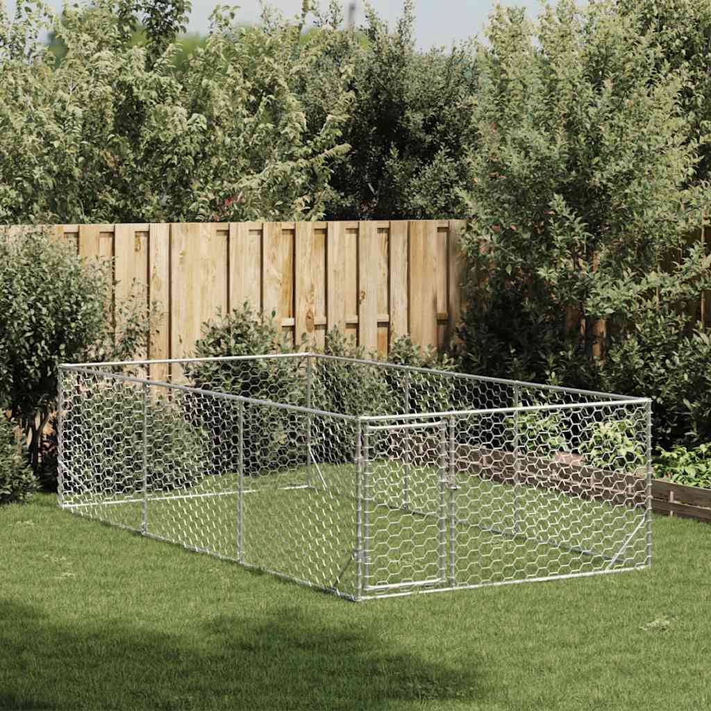Vidaxxl Outdoor-Hundehütte mit Tür 2x4x1 m aus verzinktem Stahl