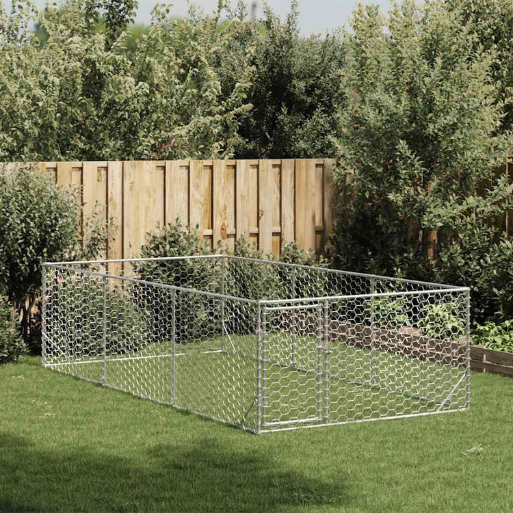 Vidaxxl Outdoor-Hundehütte mit Tür 2x4x1 m aus verzinktem Stahl