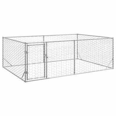 Vidaxxl Outdoor-Hundehütte mit Tür 3x2x1 m aus verzinktem Stahl