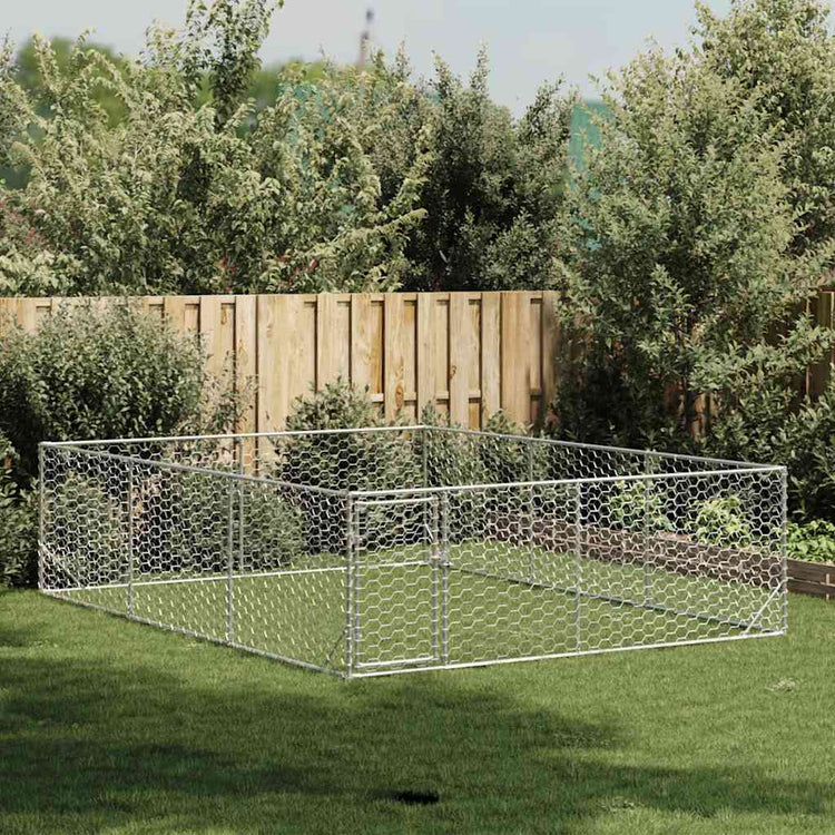 Vidaxxl Outdoor-Hundehütte mit Tür 3x4x1 m aus verzinktem Stahl