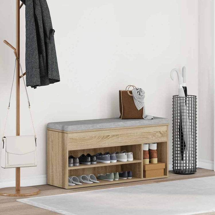 VidaXL Schuhbank 102x30,5x45 cm Holzwerkstoff Sonoma-Eiche-farbig