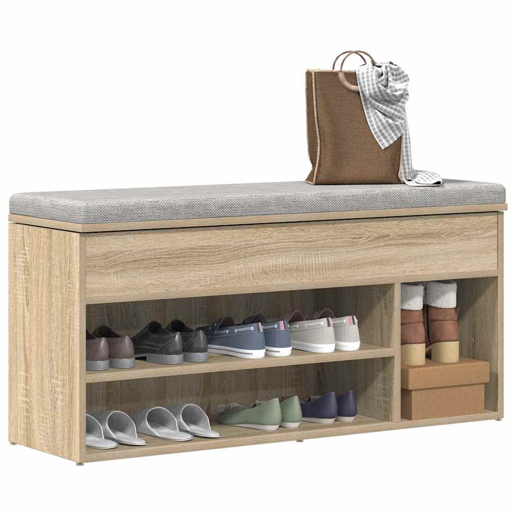 VidaXL Schuhbank 102x30,5x45 cm Holzwerkstoff Sonoma-Eiche-farbig