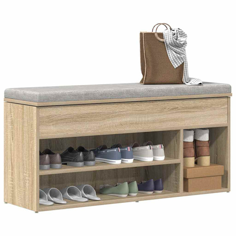 VidaXL Schuhbank 102x30,5x45 cm Holzwerkstoff Sonoma-Eiche-farbig
