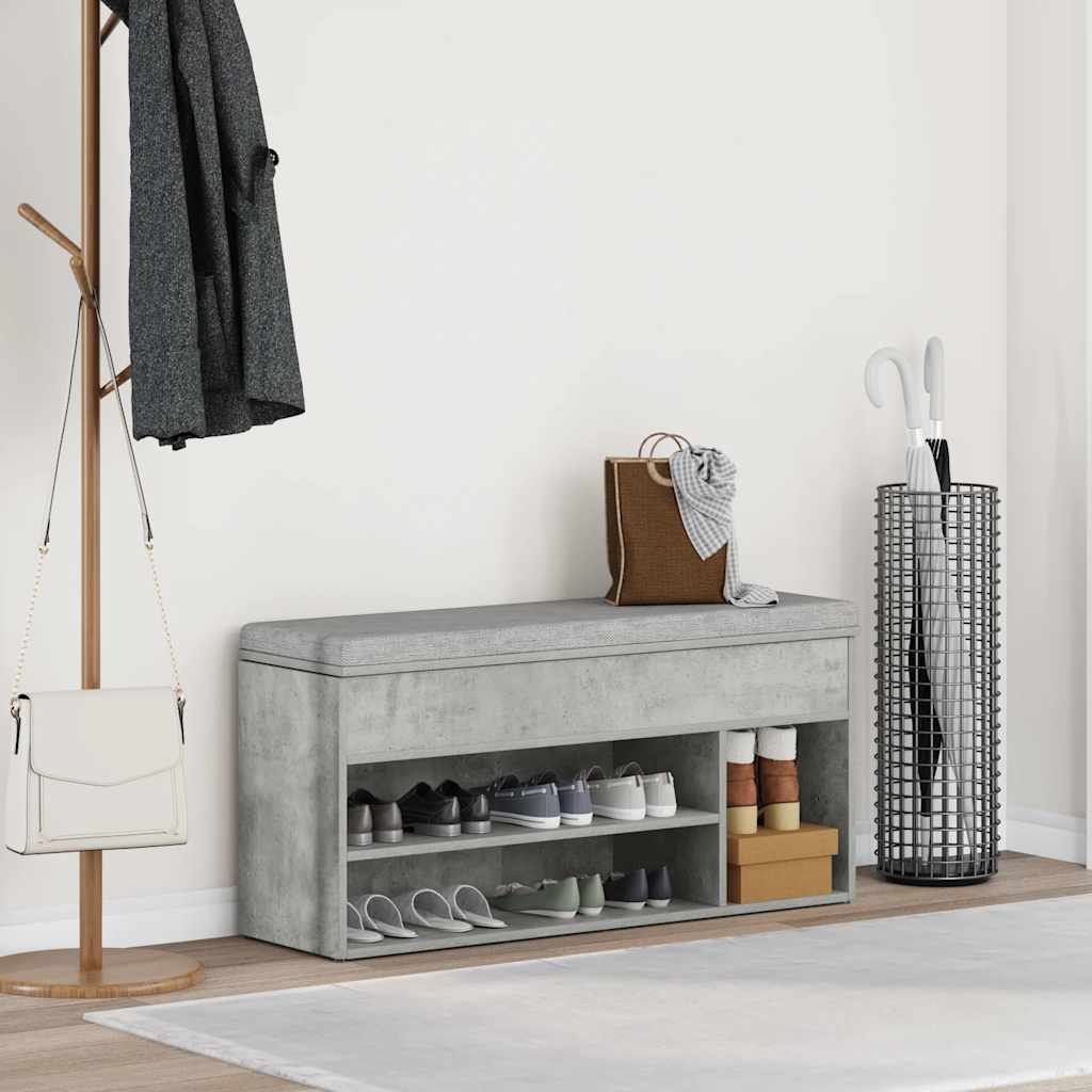 Vidaxx Schuhbank 102x30,5x45 cm Holzwerkstoff betongrau