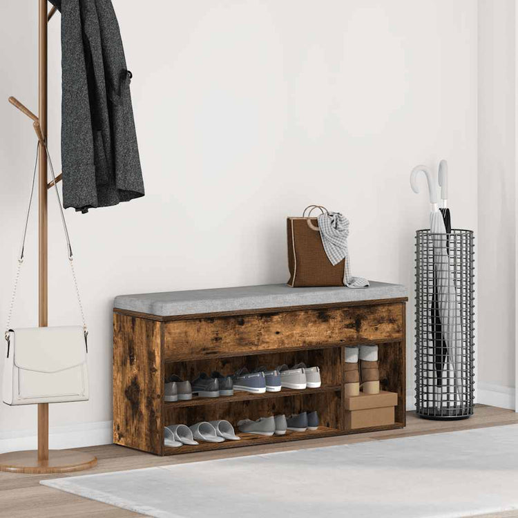 Vidaxx Schuhbank 102x30,5x45 cm verarbeitetes Holz, geräucherte Eiche