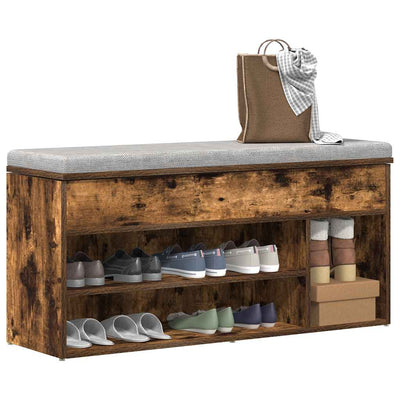Vidaxx Schuhbank 102x30,5x45 cm verarbeitetes Holz, geräucherte Eiche