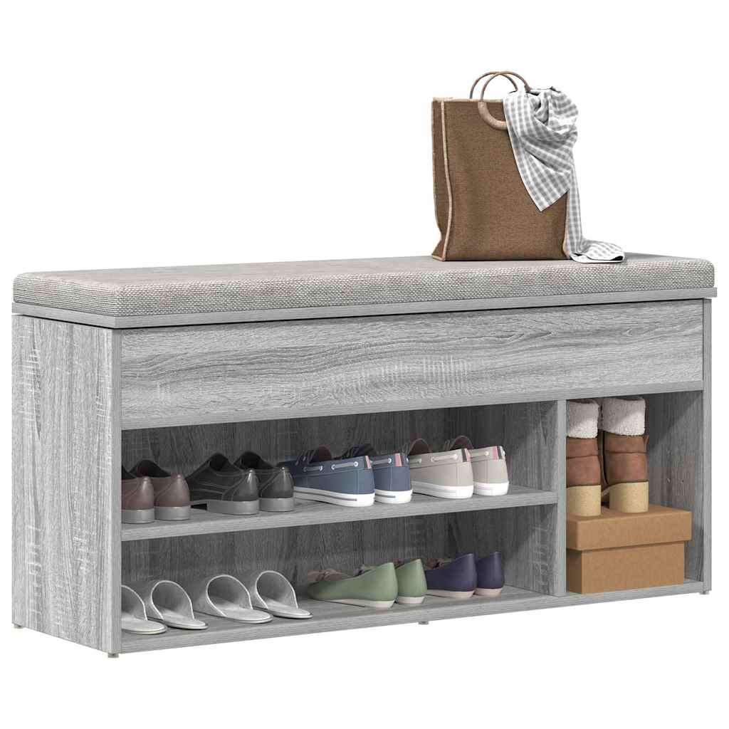 Vidaxx Schuhbank 102 x 30,5 x 45 cm, Holzwerkstoff, Farbe Sonoma-Eiche, Grau