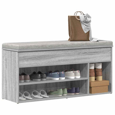 Vidaxx Schuhbank 102 x 30,5 x 45 cm, Holzwerkstoff, Farbe Sonoma-Eiche, Grau