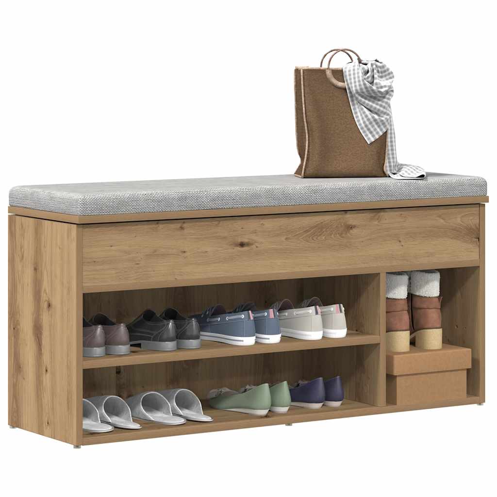 VidaXL Schuhbank 102 x 30,5 x 45 cm, handgefertigtes Holz, handwerkliche Eichenfarbe