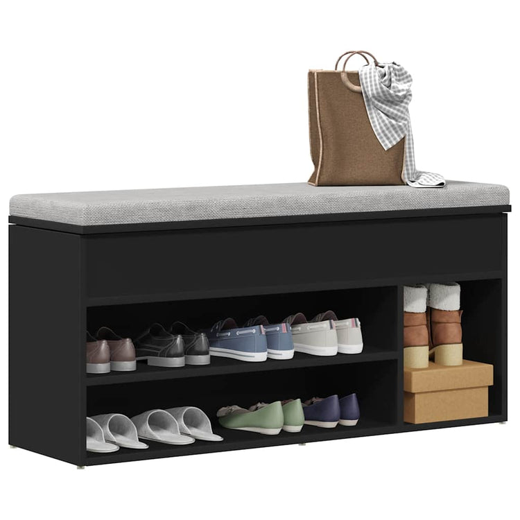 VidaXL Schuhbank 102x30,5x45 cm lackiertes Holz schwarz