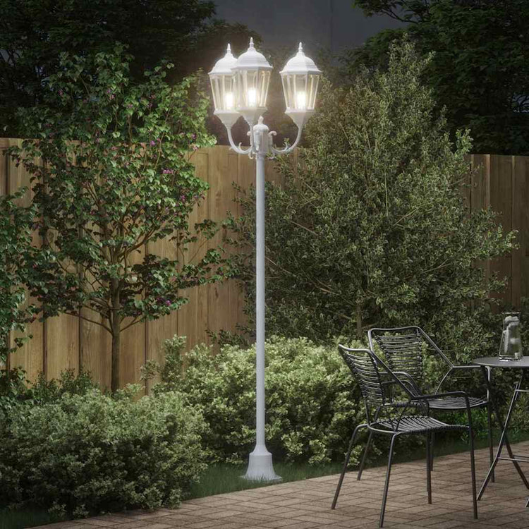 Vidaxx Gartenbeleuchtung weiß 57 x 49 x 241 cm Aluminium und Glas