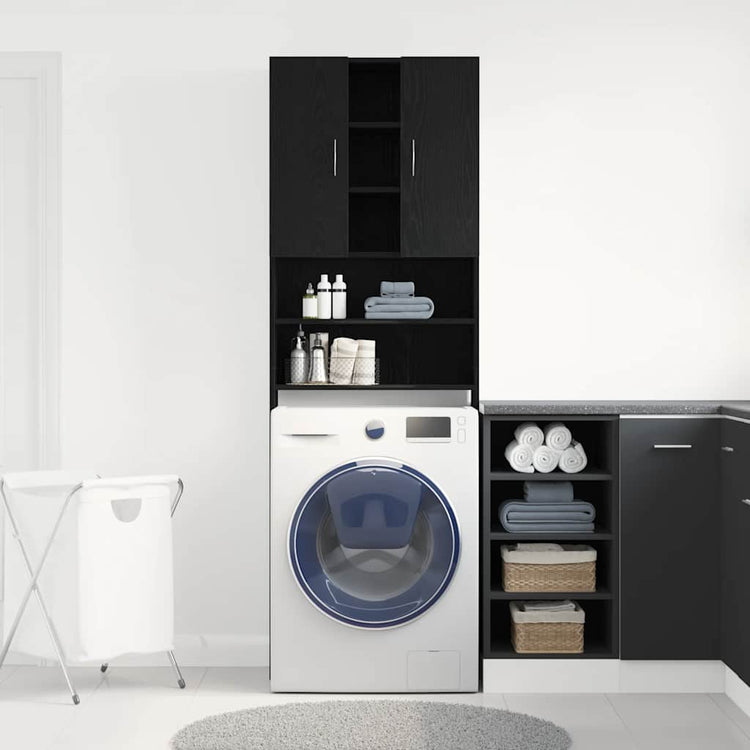 Vidaxx Waschmaschinenschrank 64 x 25,5 x 190 cm, Farbe Eiche schwarz