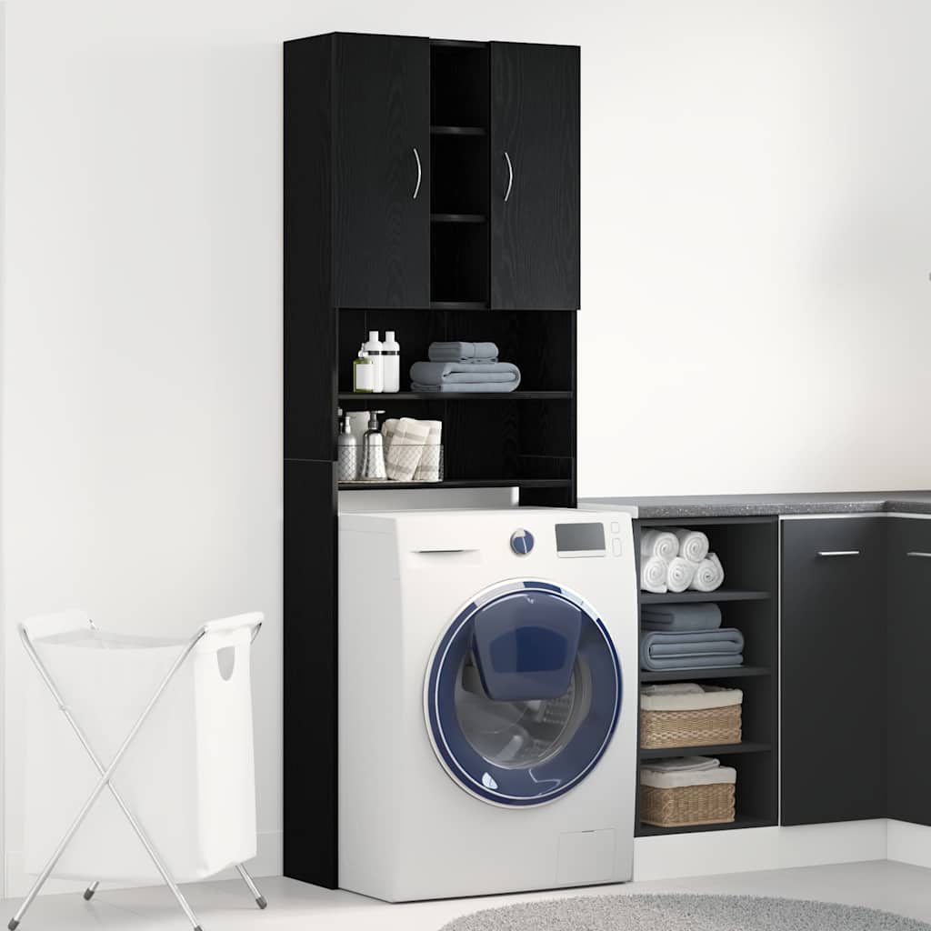 Vidaxx Waschmaschinenschrank 64 x 25,5 x 190 cm, Farbe Eiche schwarz