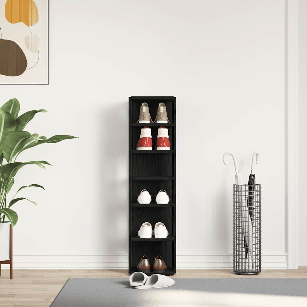 Vidaxx Schuhschrank 25x27x102 cm, fertiges Holz, Farbe Eiche schwarz