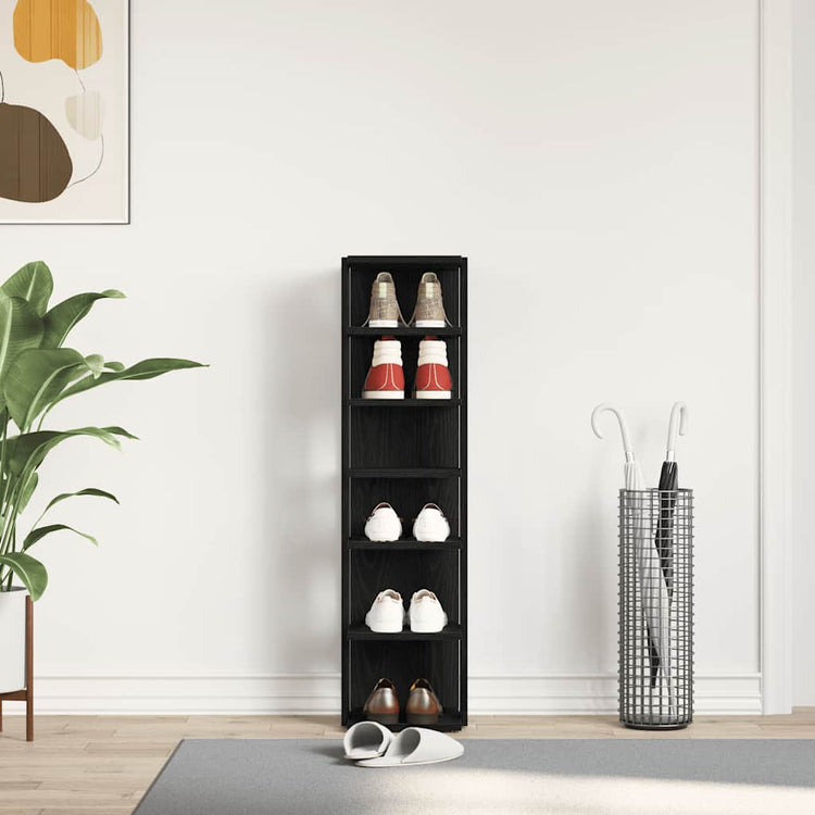 Vidaxx Schuhschrank 25x27x102 cm, fertiges Holz, Farbe Eiche schwarz