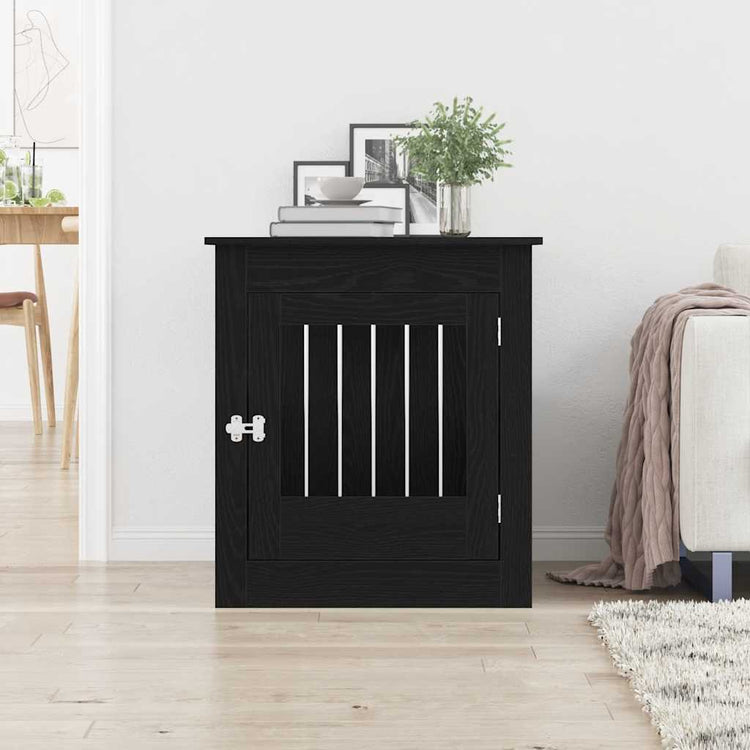 Vidaxxl Hundebox-Möbel 64,5 x 80 x 71 cm, Holzwerkstoff, schwarz eichenfarben
