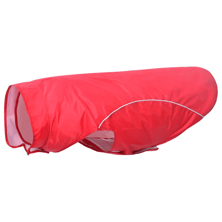Vidaxxl Hunderegenmantel mit reflektierenden Streifen, Polyester, Rot, 4XL