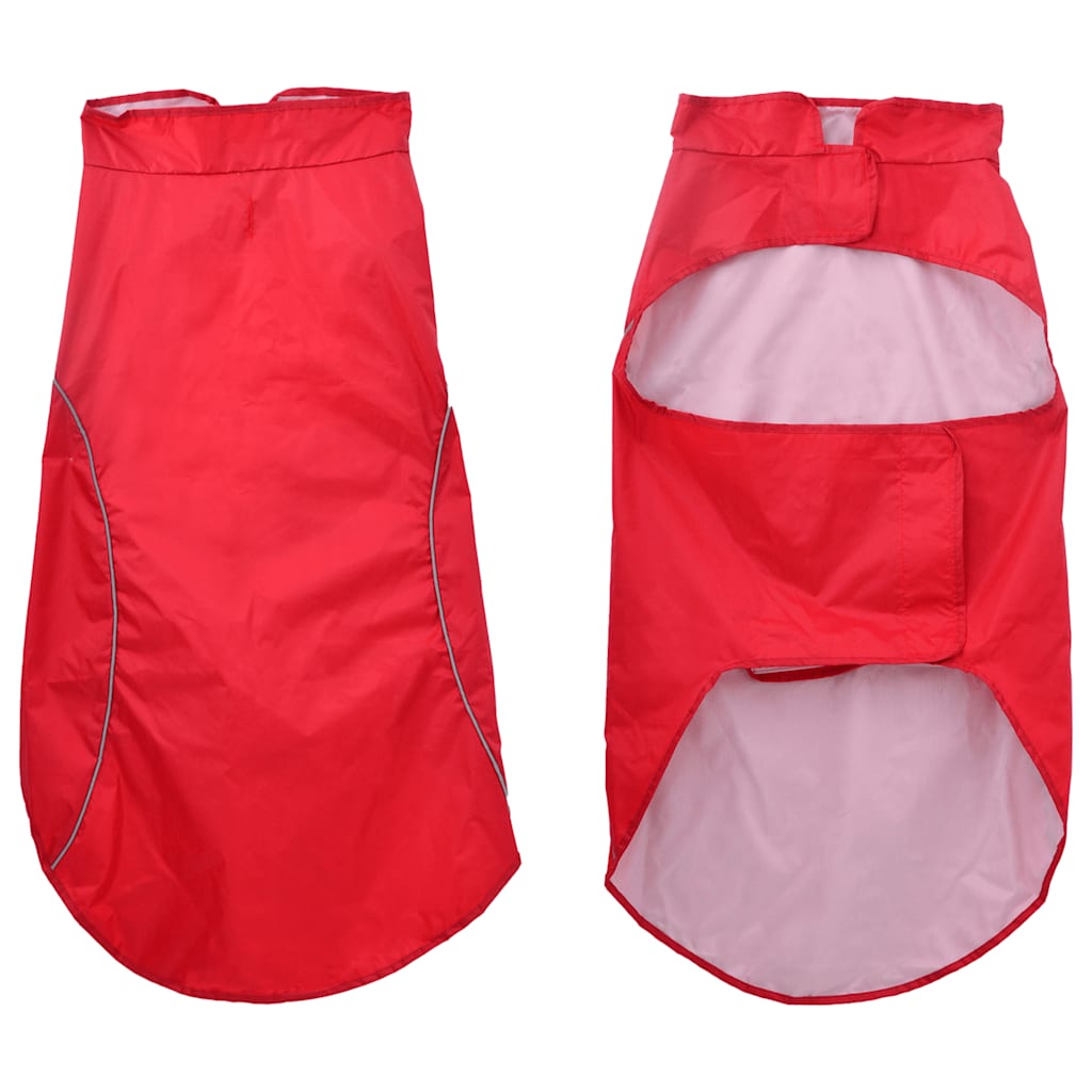 Vidaxxl Hunderegenmantel mit reflektierenden Streifen, Polyester, Rot, 4XL