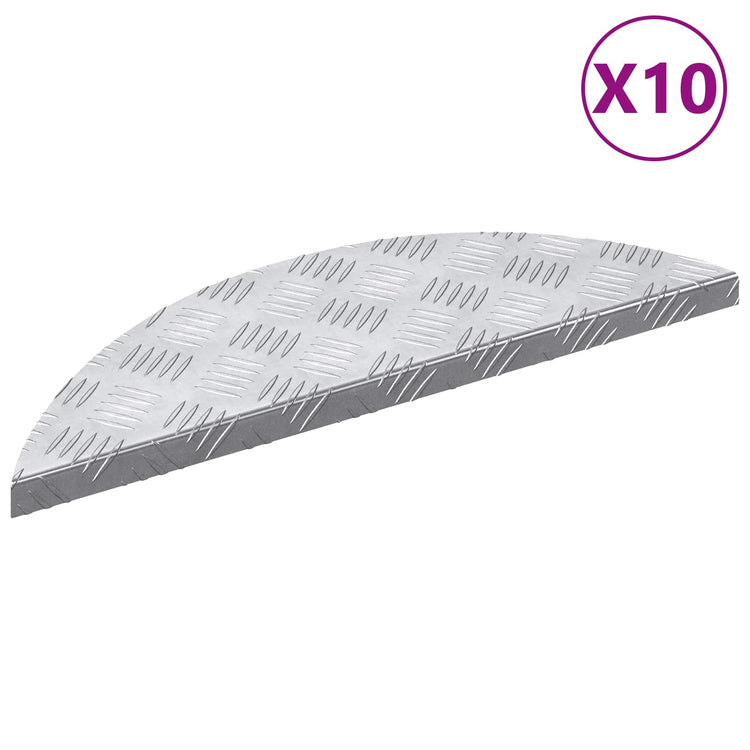 Vidaxl Treppenstufe Halbmond 10 Stück Silber 60 x 18 cm Aluminium