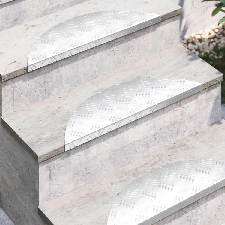 Vidaxl Treppenstufe Halbmond 15 Stück Silber 60 x 18 cm Aluminium