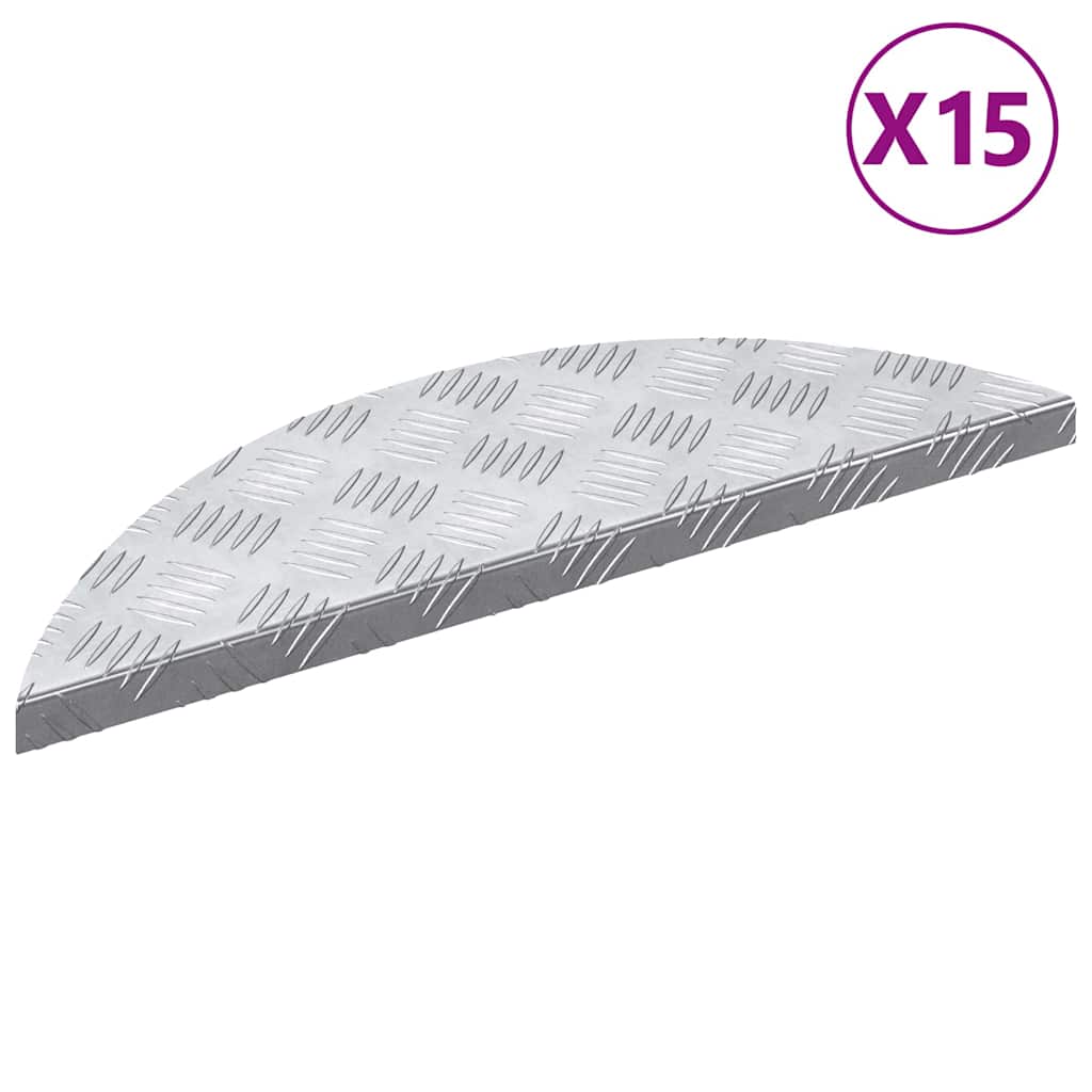 Vidaxl Treppenstufe Halbmond 15 Stück Silber 60 x 18 cm Aluminium